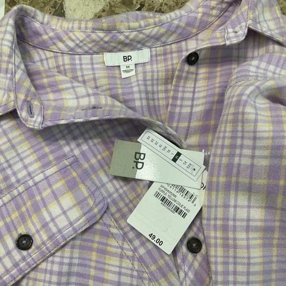 12- BP NWT Purple Plaid Flannel Cropped Top Size Medium. Super Soft 100% Cotton. - Picture 3 of 4